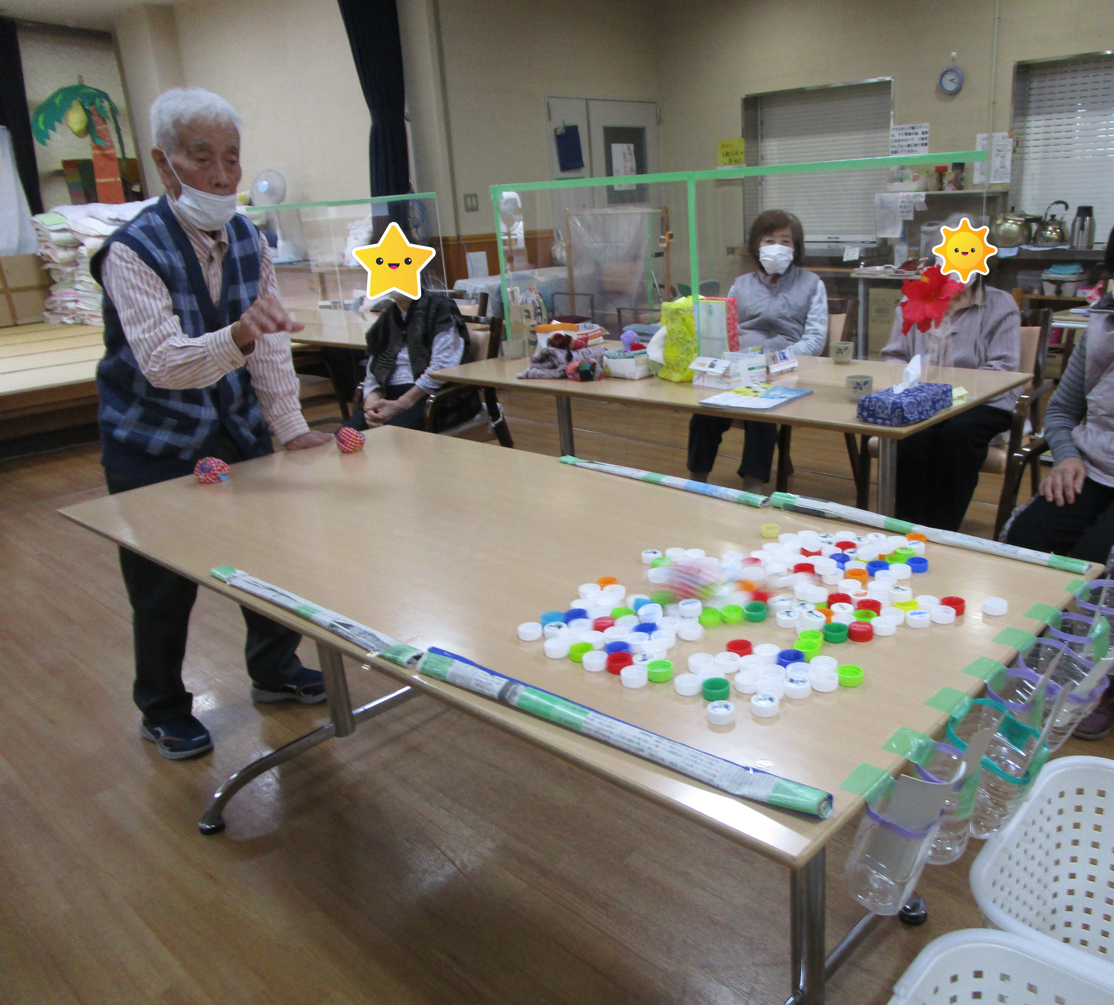 ペットボトルの蓋落としゲーム！